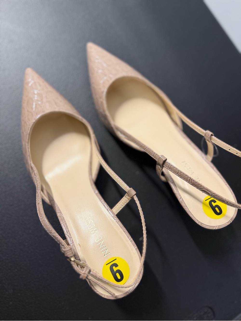 Nine West Taupe Croc-Texture Pointed Slingback Pumps - Picture 3 of 3